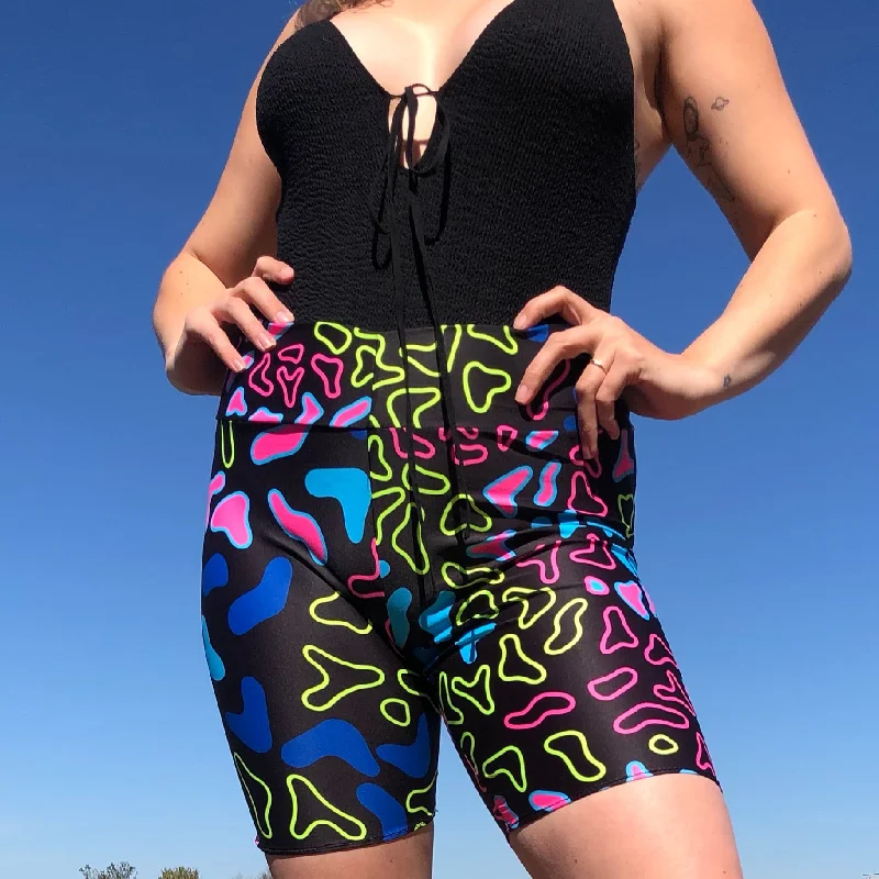 Black Neon Animal Cycling Shorts