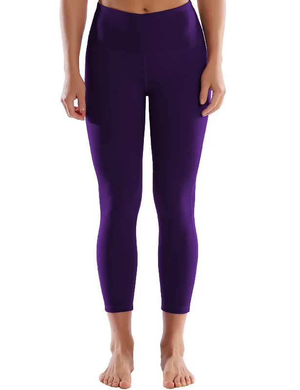 22"" High Waist Side Line Capris eggplantpurple