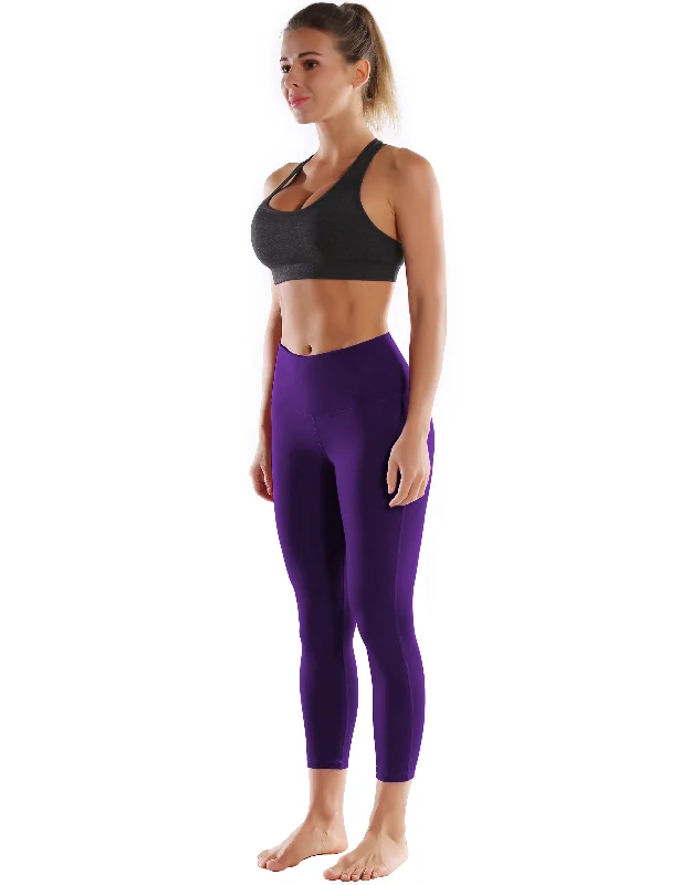 22"" High Waist Side Line Capris eggplantpurple