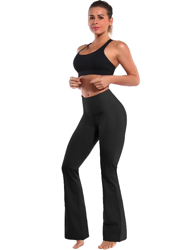 29"" 31"" 33"" 35"" 37"" High Waist Bootcut Leggings Black ins