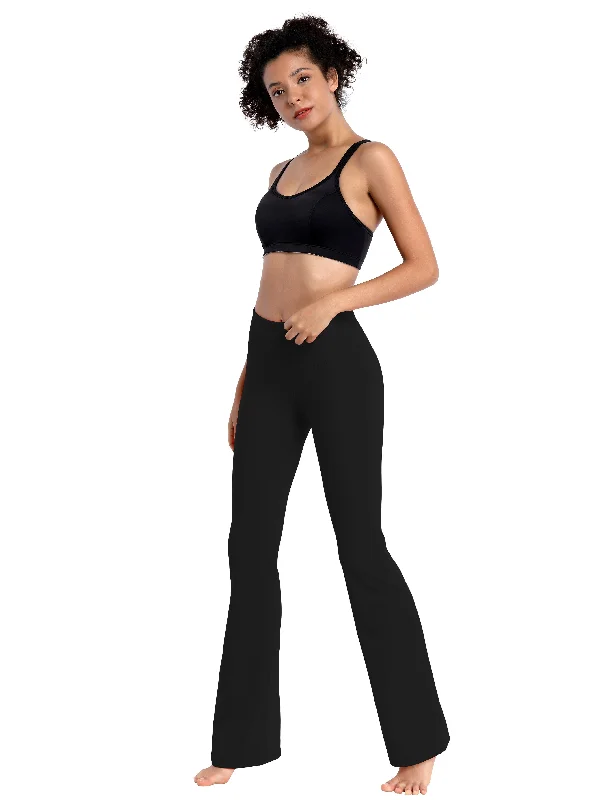 29"" 31"" 33"" 35"" 37"" High Waist Bootcut Leggings Black ins