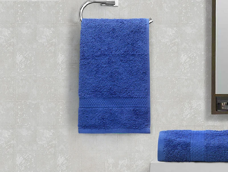 Navy Blue - Dark Blue 2 Piece 100% Cotton Hand Towel Set - Colorfas By Spaces