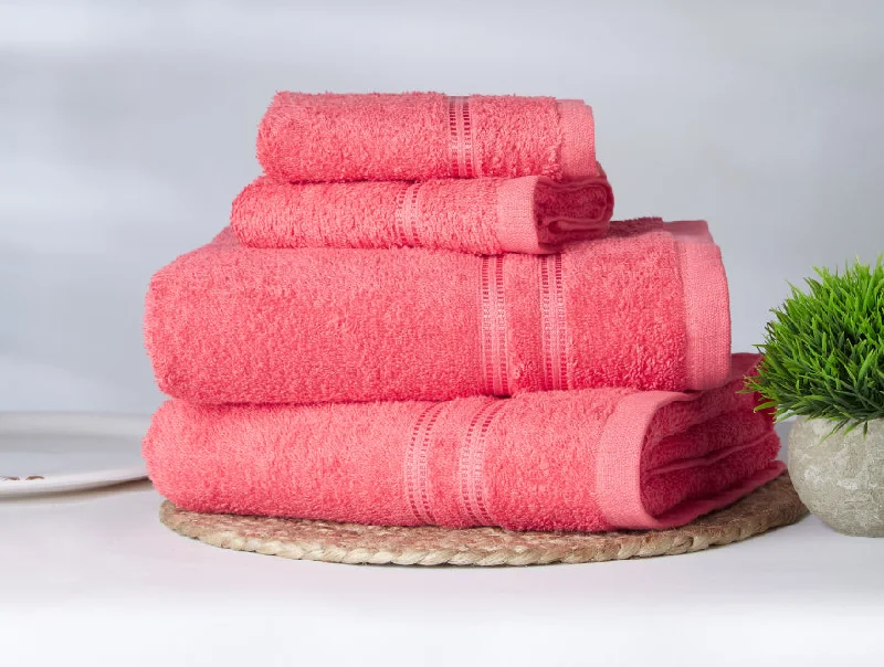 Coral 4 Piece 100% Cotton Towel Combo Set - Moments By Welspun