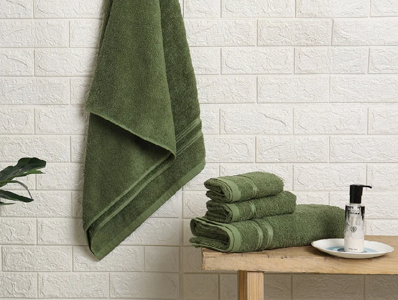 Green 4 Piece 100% Cotton Towel Combo Set - Moments By Welspun