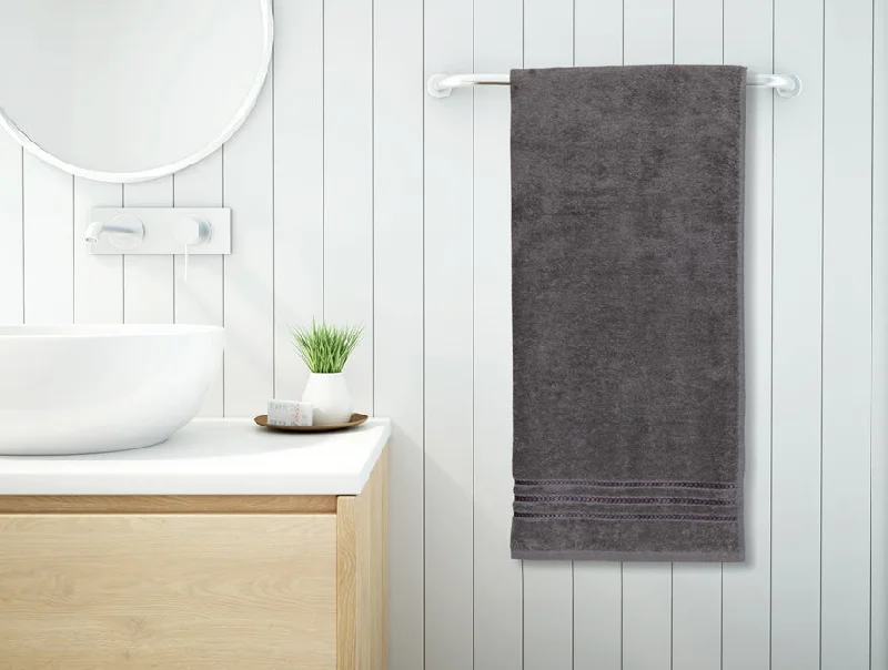 Grey  100% Cotton Large Towel - Quik Dry By Welspun