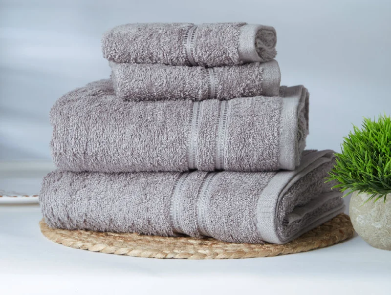 Grey 4 Piece 100% Cotton Towel Combo Set - Moments By Welspun