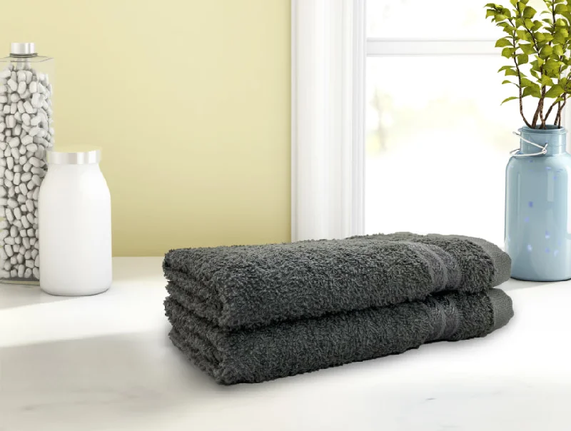 Gunmetal Grey - Dark Grey 2 Piece 100% Cotton Hand Towel - Welspun Anti Bacterial By Welspun