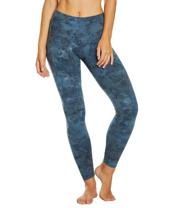 Hard Tail High Waisted Cotton Ankle Yoga Leggings Grey Blue Reverse Lava Wash