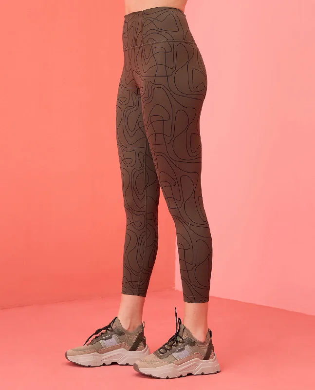 Nykd All Day High rise Trendsetter Printed Legging- NYK121-Doodle Olive Print