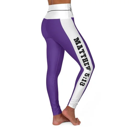 High Waisted Yoga Leggings, Dark Purple Salt Of The Earth Matthew 5:13