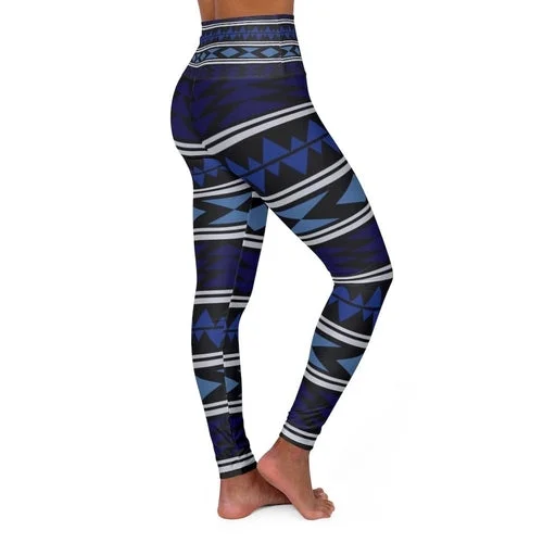 Womens High-waist Fitness Legging Yoga Pants, Dark Blue Chic Boho