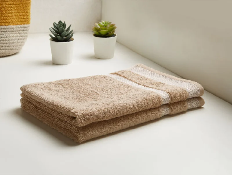 Champagne Gold - Gold 2 Piece 100% Cotton Hand Towel Set - Hygro By Spaces