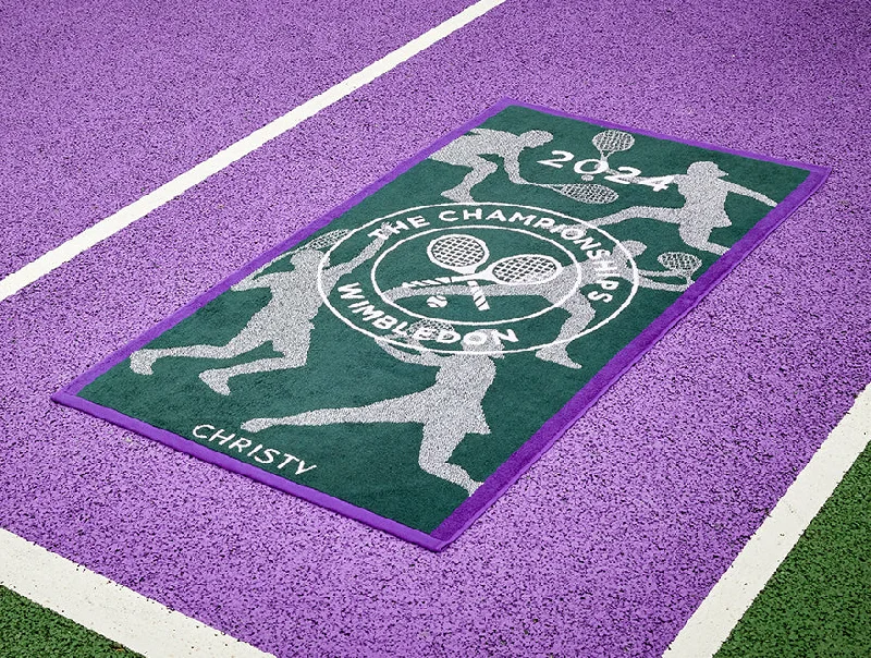 Wimbledon 2024 Jacquard Green/Violet 100% Cotton Bath Towel