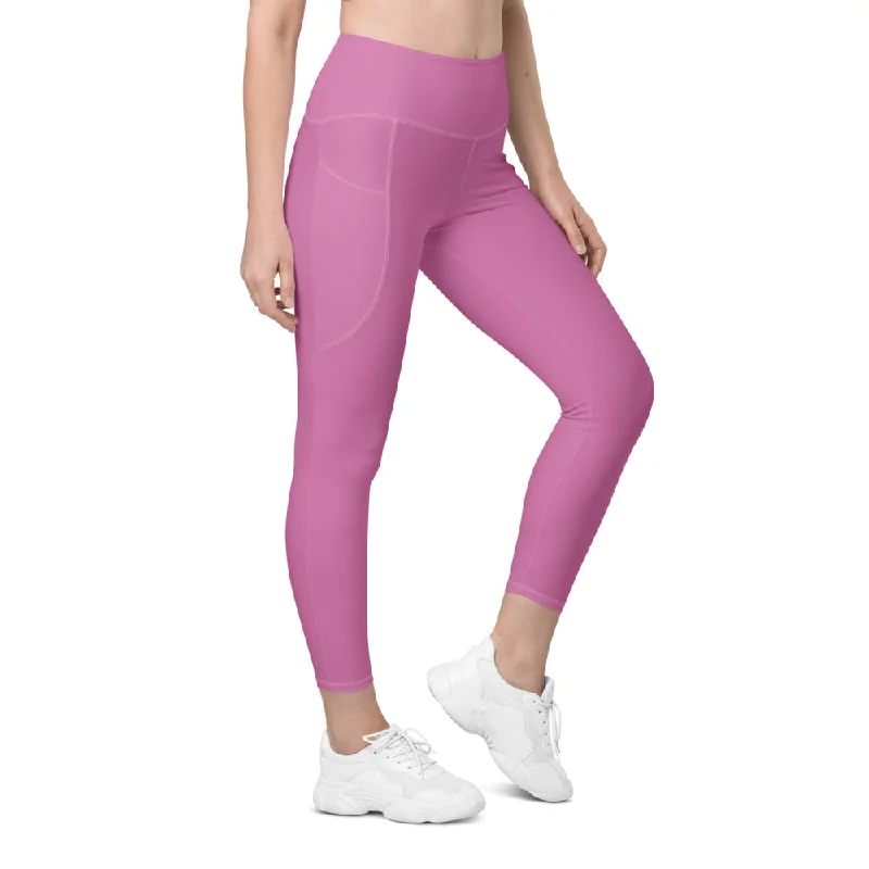 Solid Lilac Leggings With Pockets