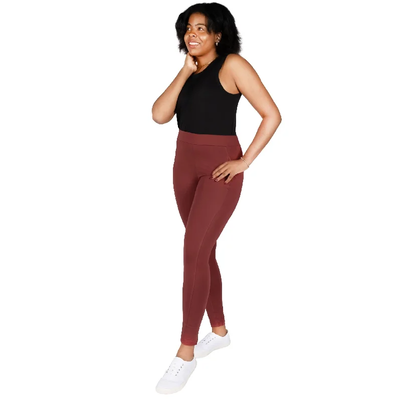 Maroon Adults Leggings with Pockets