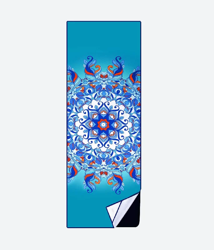 Microfiber Printed Yoga Towel - Aqua Mandala