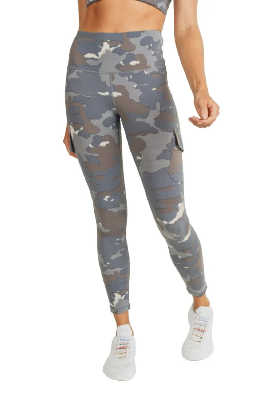 Mono B Blue Tundra Camo Cargo Hybrid High-Waisted Leggings APH2988 and Plus