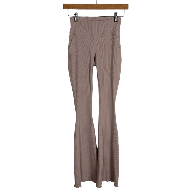 Outdoor Voices Mocha Ribbed with Pockets Flare Leggings- Size XS (Inseam 31”)