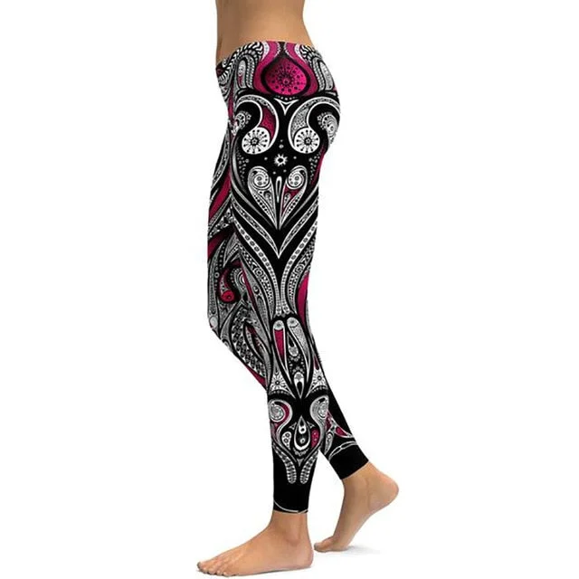 Print Yoga Pants Women's Unique Fitness Leggings Workout Sports Sexy Leggings Push Up Elastic Gym Wear Slim Pants