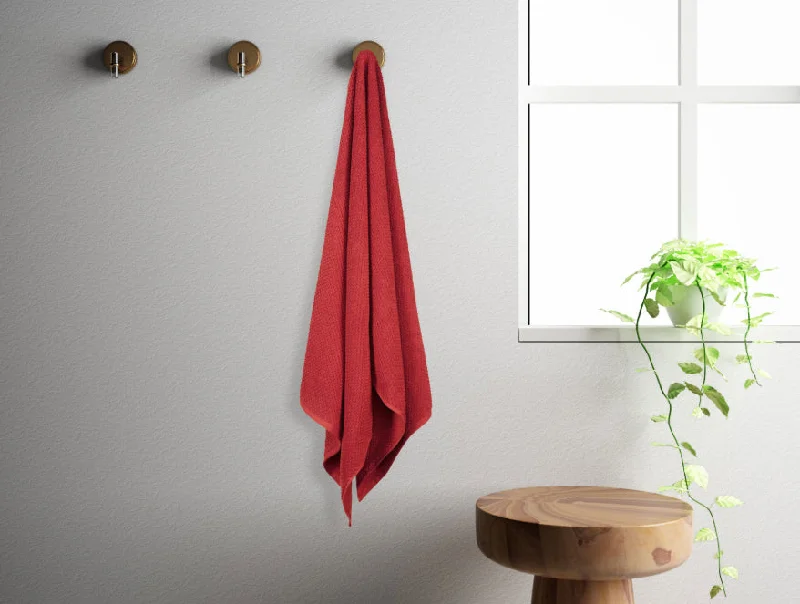 Red 100% Cotton Bath Towel - Swift Dry By Spaces