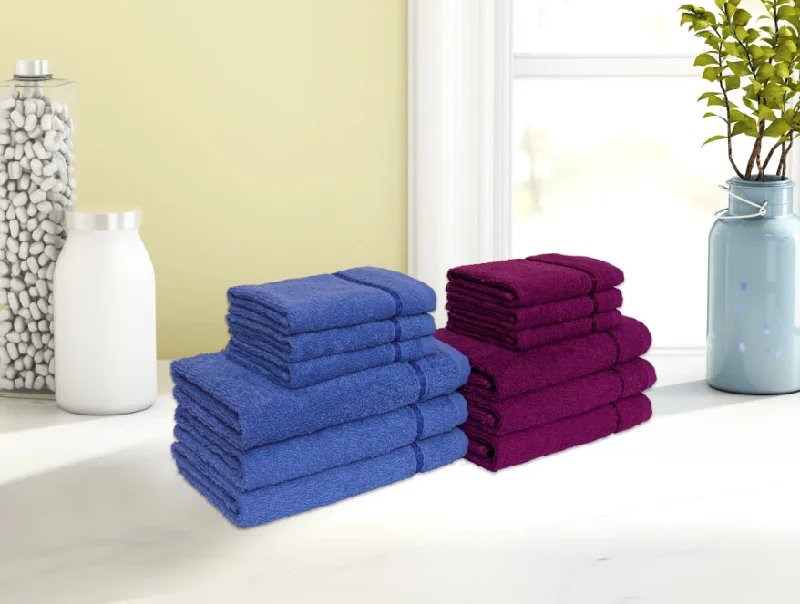 Magenta/Navy Bl 12 Piece 100% Cotton Towel Set - Seasons Best Qd By Spaces