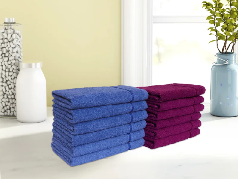 Magenta/Navy Bl 12 Piece 100% Cotton Hand Towel Set - Seasons Best Qd By Spaces