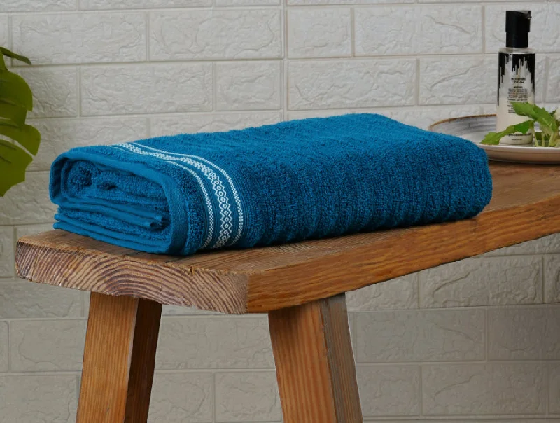 Solid Dark Blue 100% Cotton Bath Towel-Mellow By Spaces