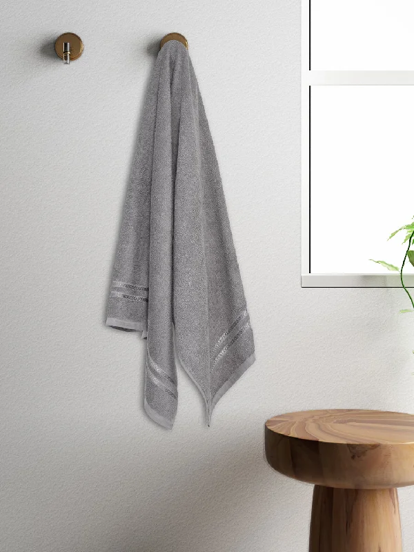 Solid Grey 100% Cotton Quick Absorbent Bath Towel - Quik Dry By Welspun