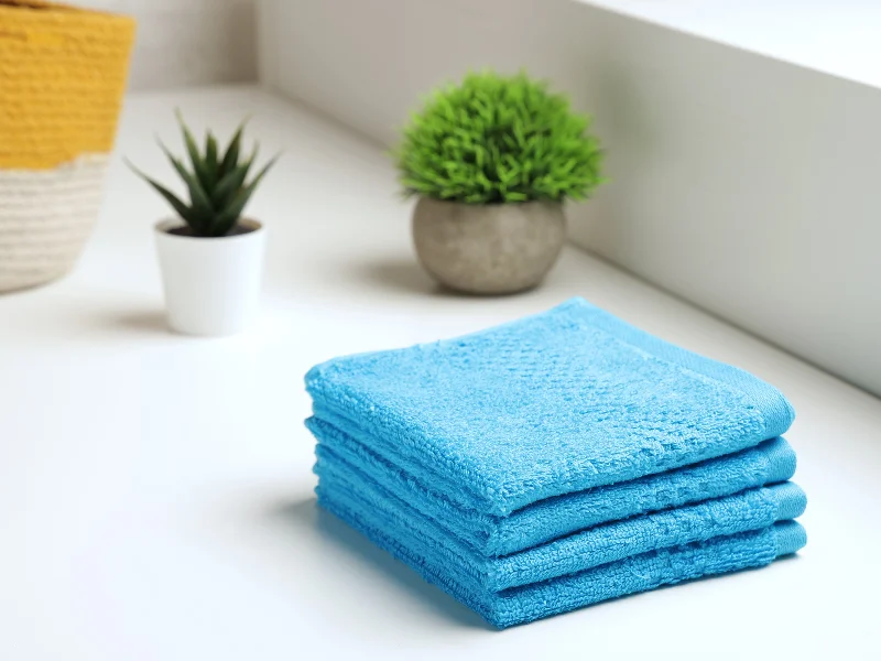 Solid Hawaiian Blue 100% Cotton 4 Face Towel - Swift Dry By Spaces