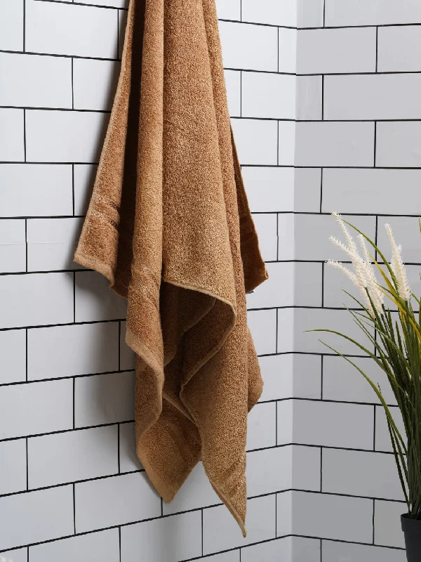 Solid Tan 100% Cotton Quick Absorbent Bath Towel - Quik Dry By Welspun