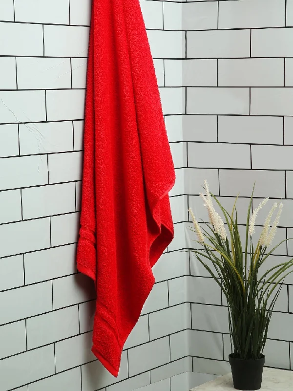 Solid True Red 100% Cotton Quick Absorbent Bath Towel - Quik Dry By Welspun