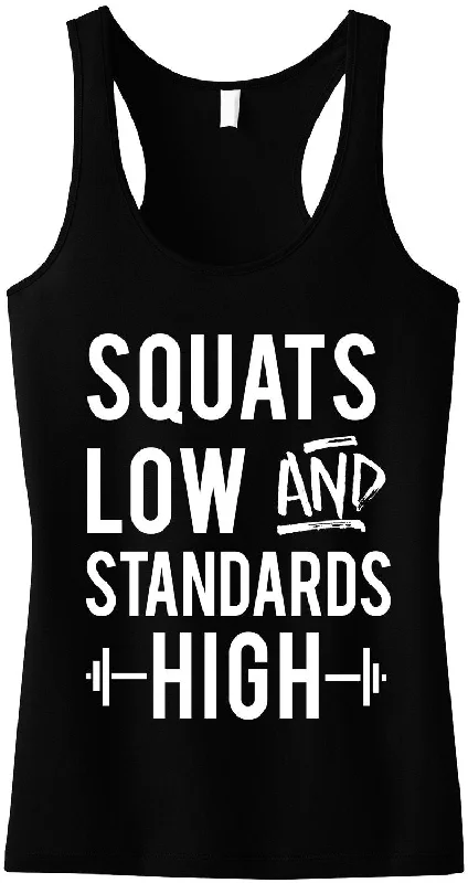 Squats Low & Standards High Black Racerback Tank Top