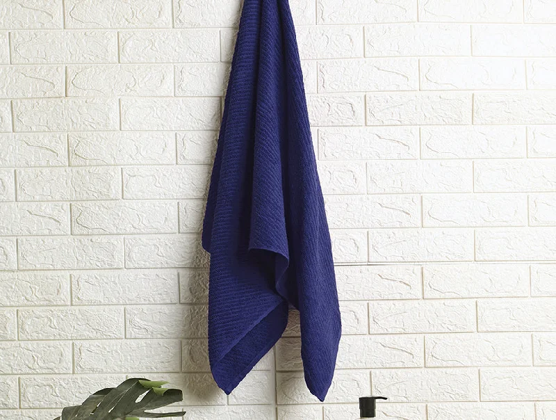 Stripe Dark Blue 100% Cotton Bath Towel - Relish By Spaces