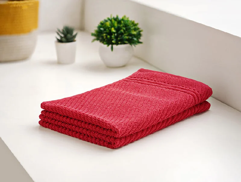 Stripe Dark Red 2 Piece 100% Cotton Hand Towel - Relish By Spaces