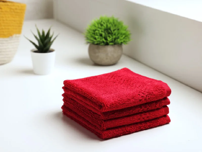 Swift Dry 100% Cotton Face Towel Set (4 Pcs)