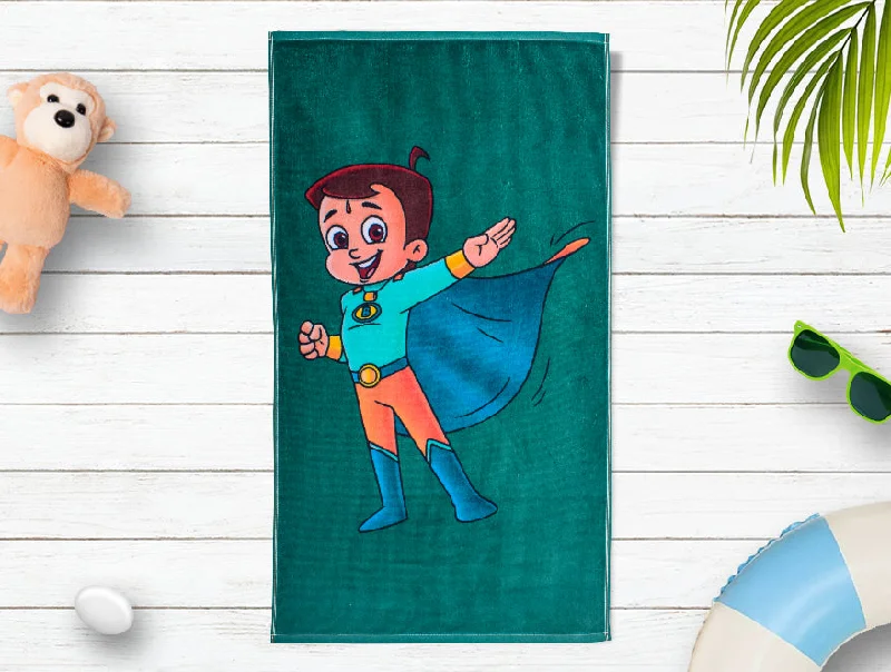 Dark Green 100% Cotton Bath Towel - Chhota Bheem By Spaces