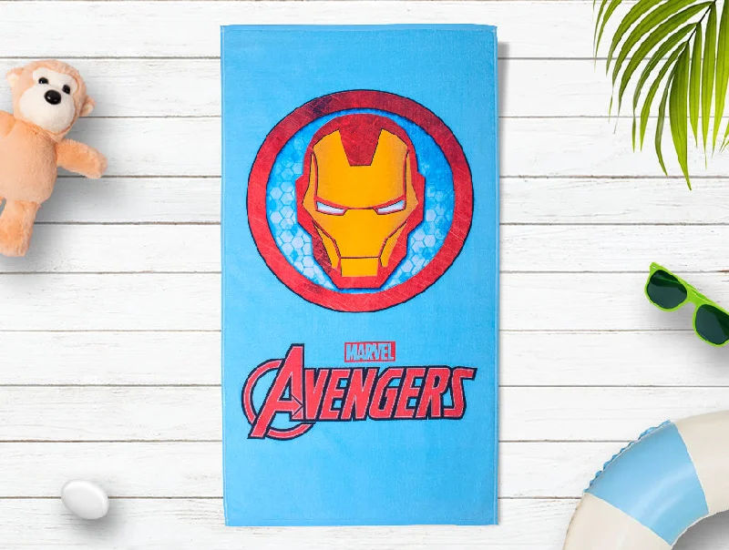 Light Blue 100% Cotton Bath Towel-Marvel Ironman By Spaces