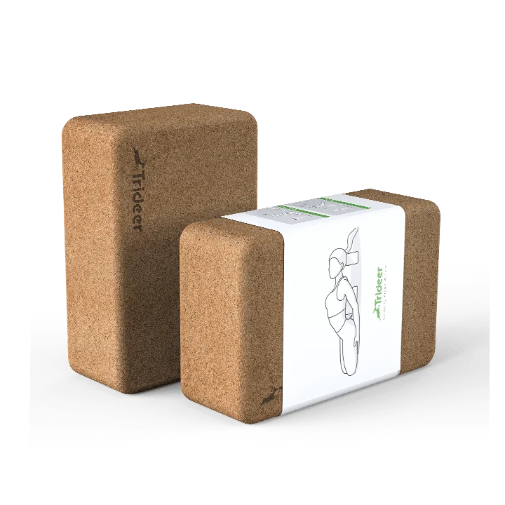 Trideer Yoga Blocks - 2 Pack Natural Cork Block