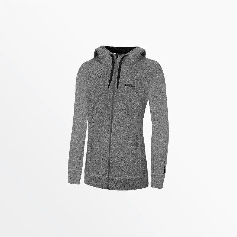 WOMEN'S ESSENTIAL HEATHER ZIP UP HOODIE